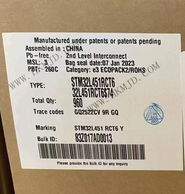 供應微控制器芯片 STM32L451RCT6，意法半導體超低功耗Cortex-M4 MCU